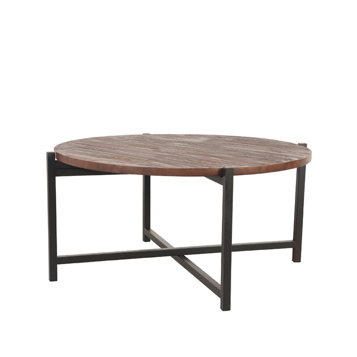 Salontafel Dox | Espresso Mangohout | Zwart Metaal — Zijaanzicht - witfoto
