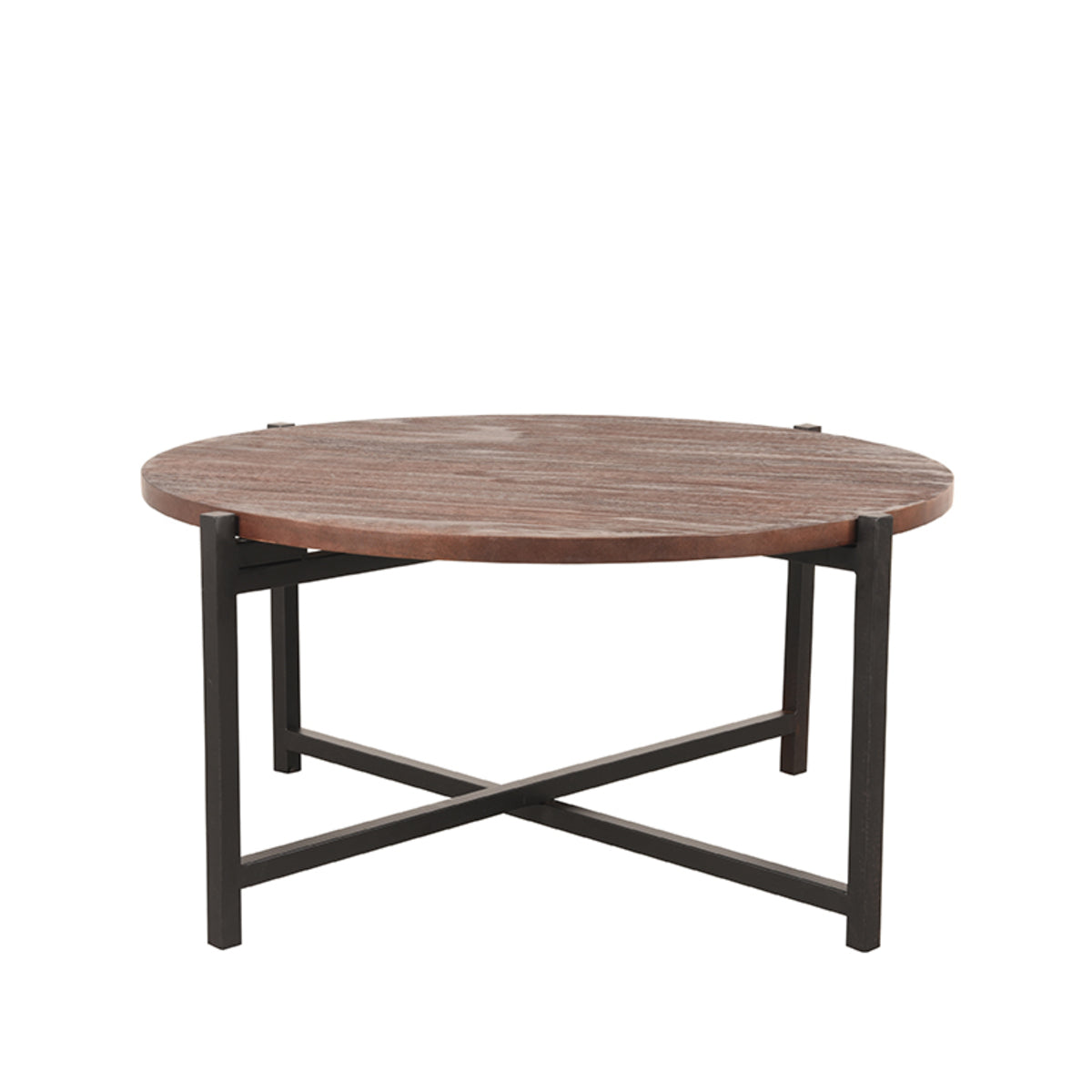 Salontafel Dox | Espresso Mangohout | Zwart Metaal — Vooraanzicht - witfoto