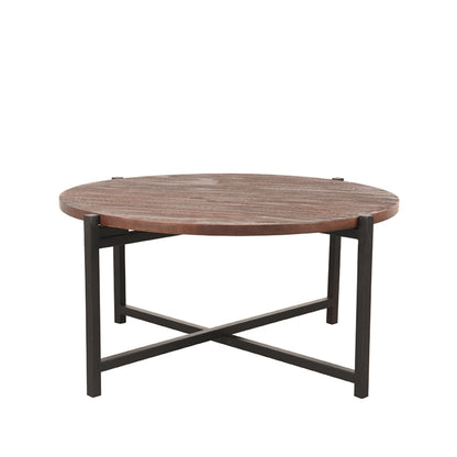 Salontafel Dox | Espresso Mangohout | Zwart Metaal — Vooraanzicht - witfoto