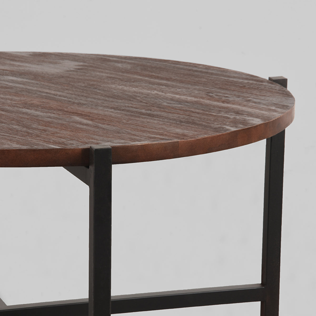 Salontafel Dox | Espresso Mangohout | Zwart Metaal — Detail