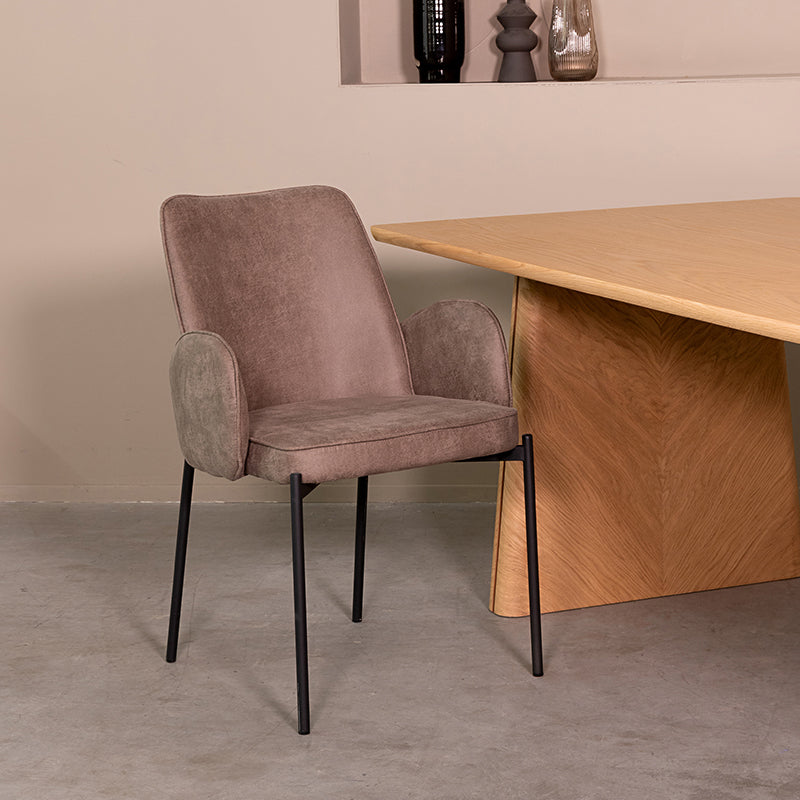 Eetkamerstoel Joni | Taupe Micro Suède — Vooraanzicht - sfeer