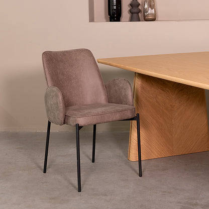 Eetkamerstoel Joni | Taupe Micro Suède — Vooraanzicht - sfeer