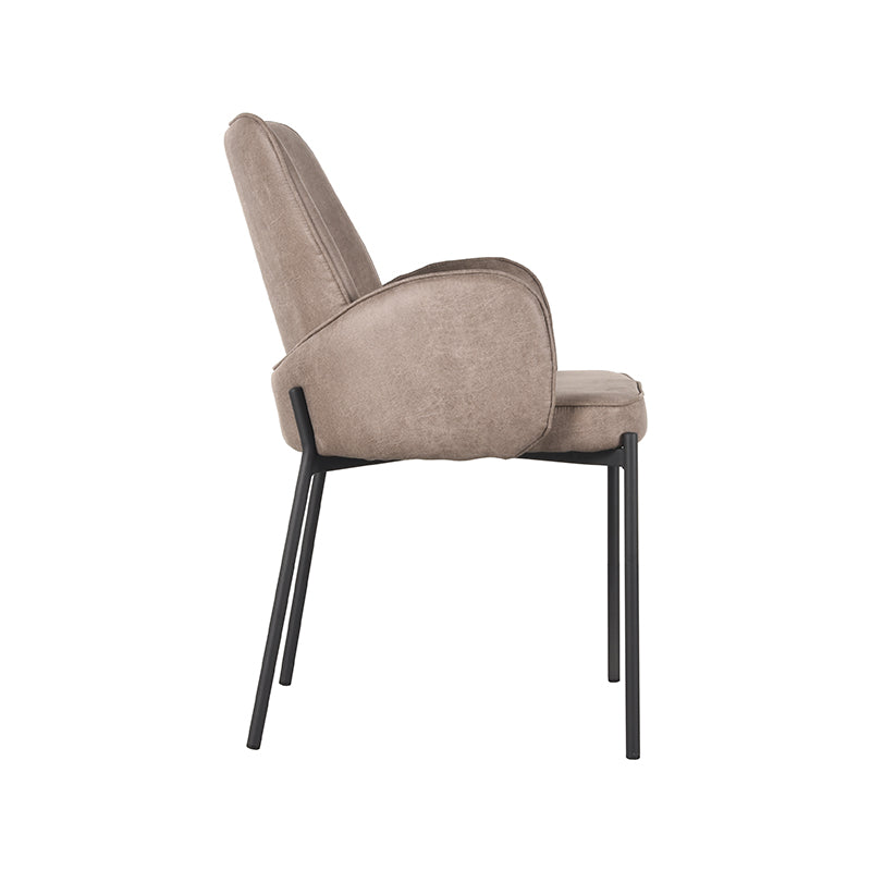 Eetkamerstoel Joni | Taupe Micro Suède — Zijaanzicht - witfoto