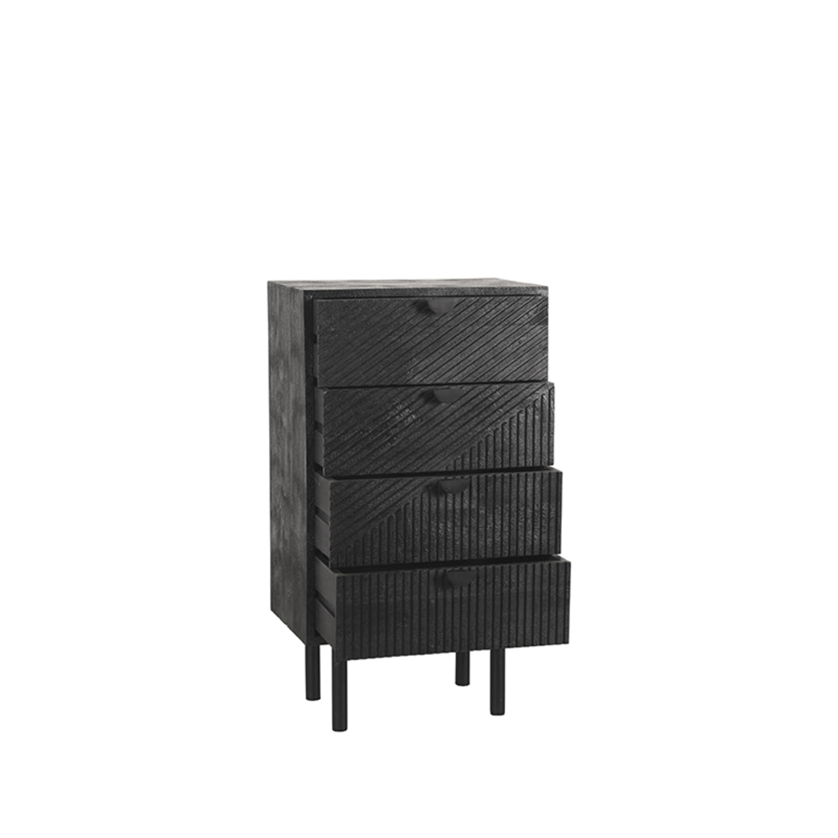 Ladekast Cotia zwart mangohout, detail van het materiaal