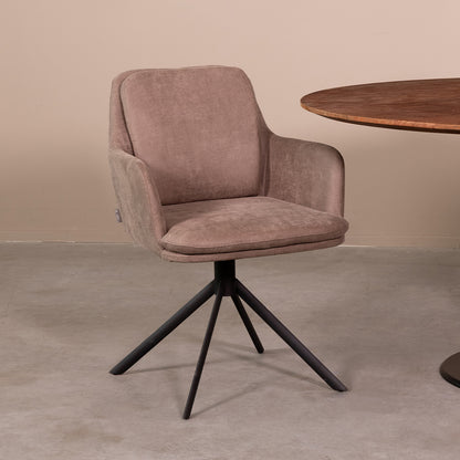Eetkamerstoel Joy | Taupe Micro Suède — Vooraanzicht - sfeer