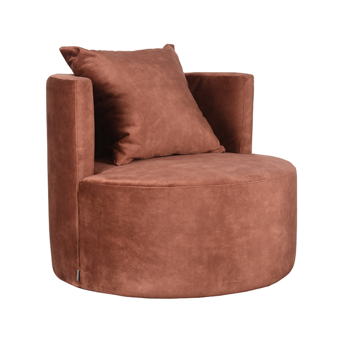 Fauteuil Evy velours rust, schuin vooraanzicht op witte achtergrond