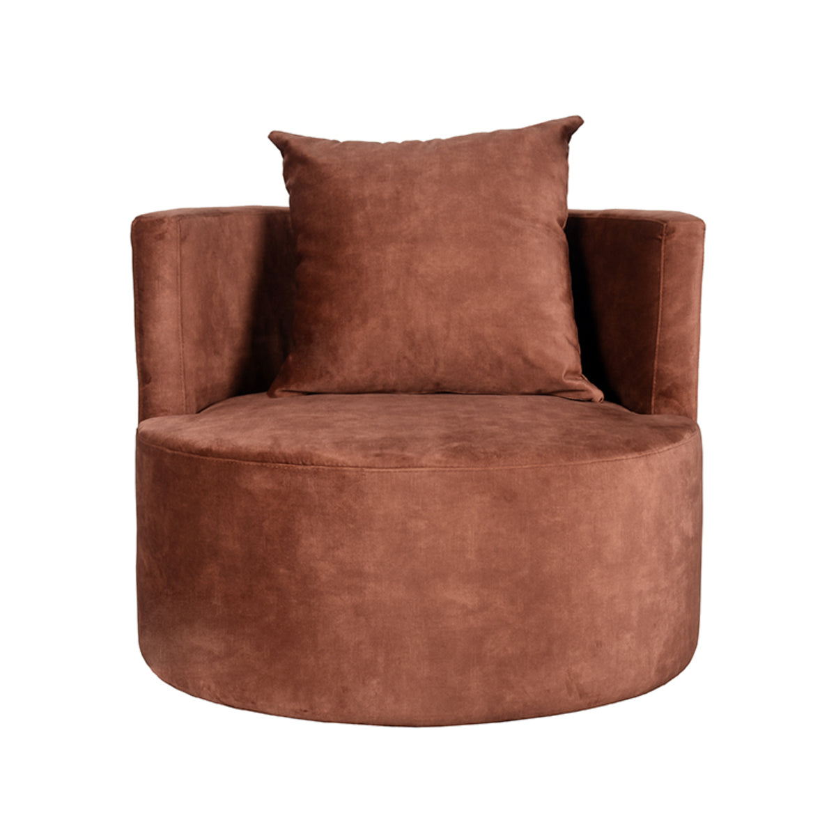 Fauteuil Evy velours rust, vooraanzicht op witte achtergrond