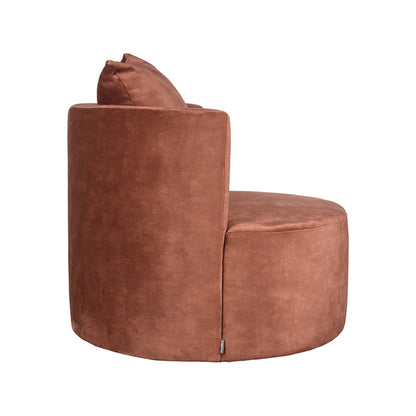Fauteuil Evy velours rust, zijaanzicht op witte achtergrond