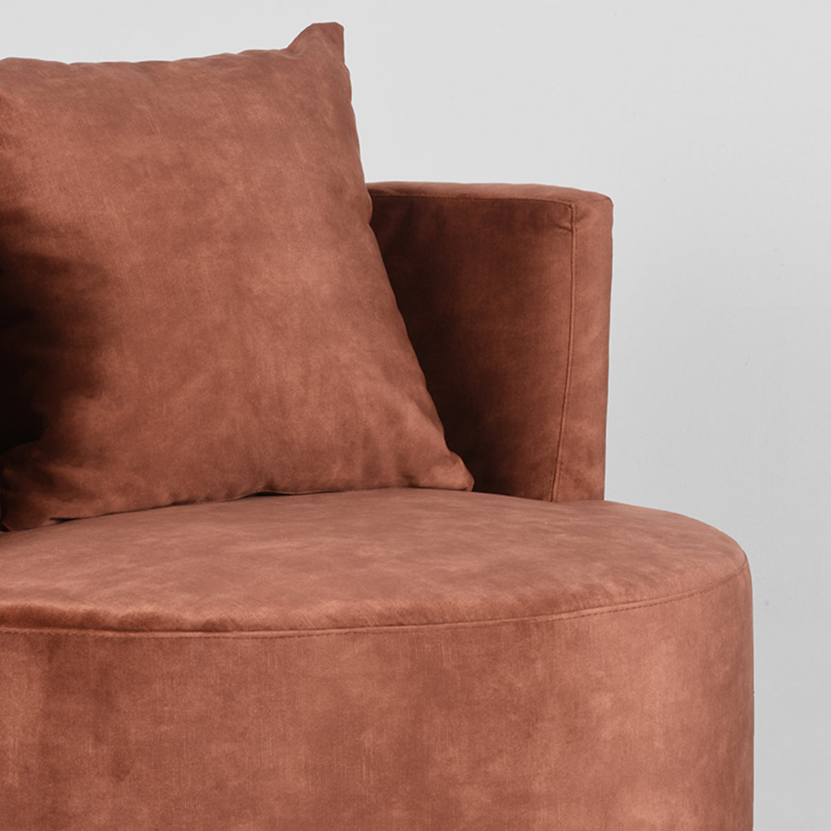Fauteuil Evy velours rust, detail van het materiaal