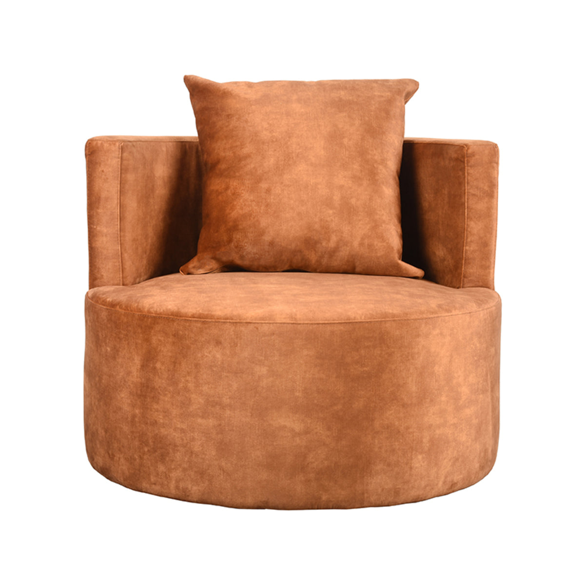 Fauteuil Evy velours oker, vooraanzicht op witte achtergrond