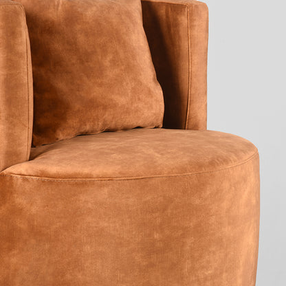 Fauteuil Evy velours oker, detail van het materiaal