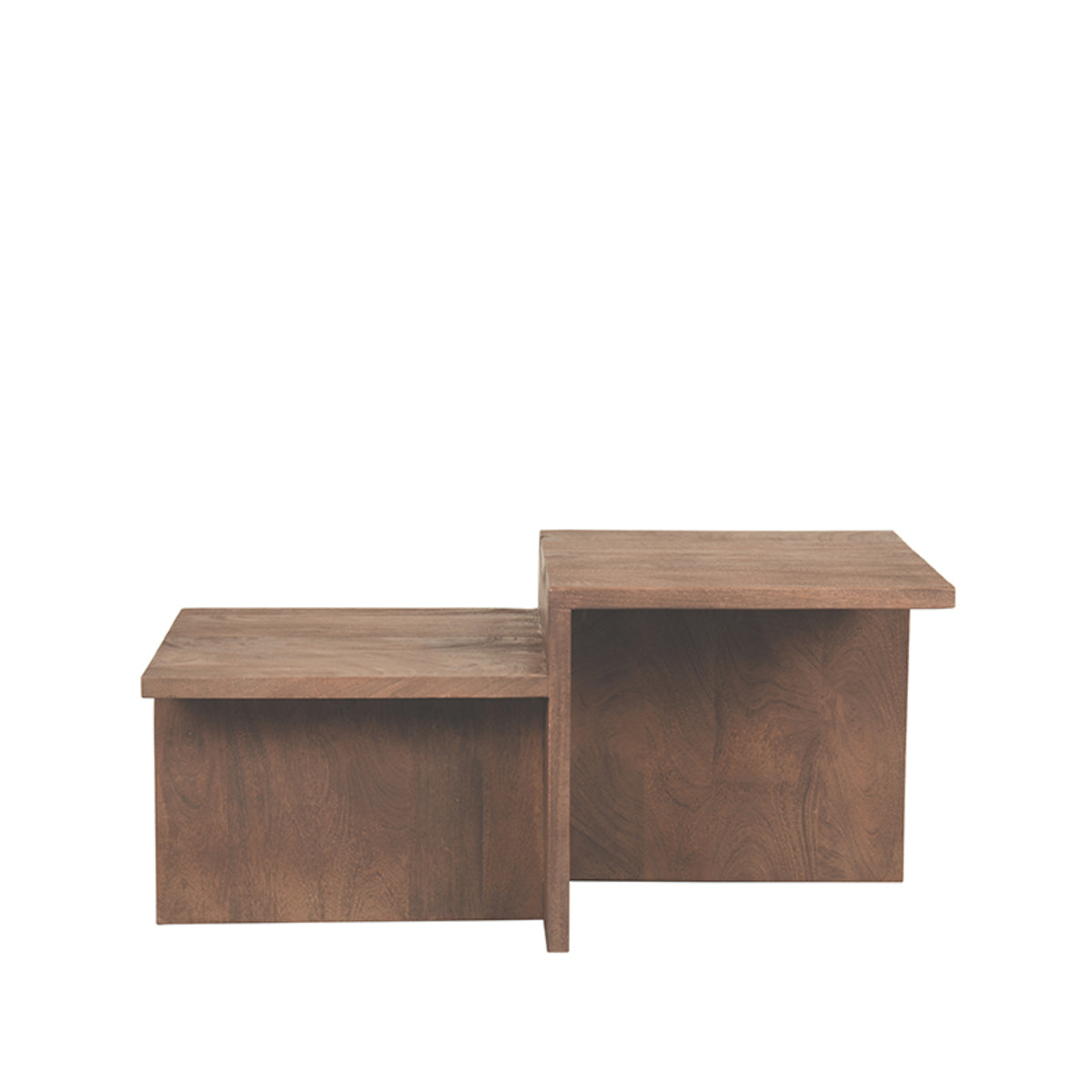 Salontafel Skip | Bruin Mangohout — Zijaanzicht - witfoto