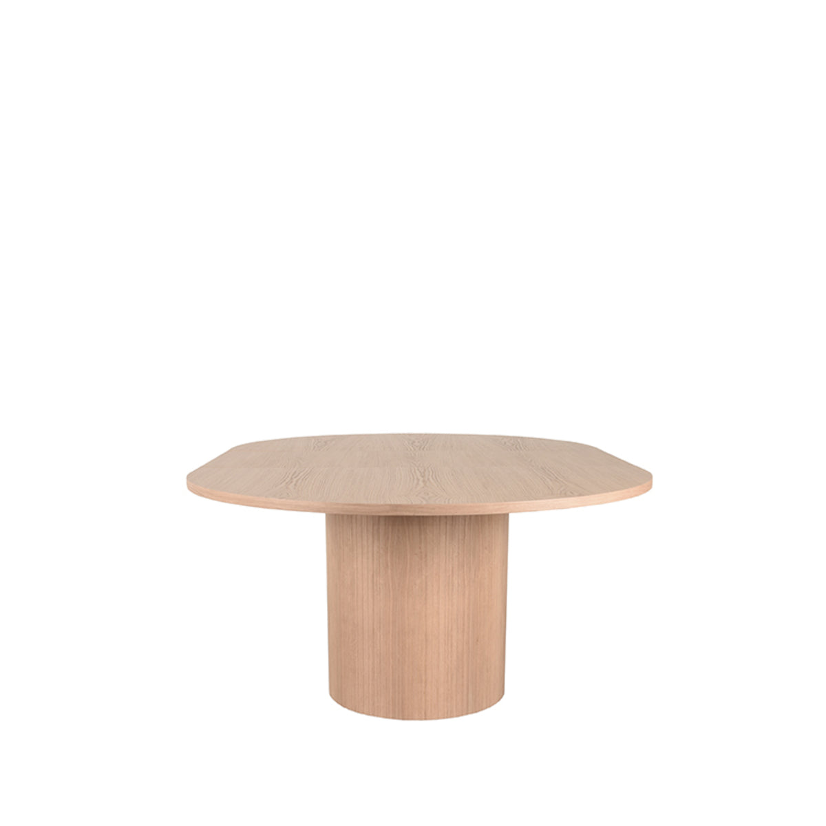Eettafel Oliva uitschuifbaar naturel eikenhout, zijaanzicht op witte achtergrond