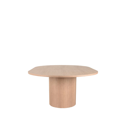 Eettafel Oliva uitschuifbaar naturel eikenhout, zijaanzicht op witte achtergrond