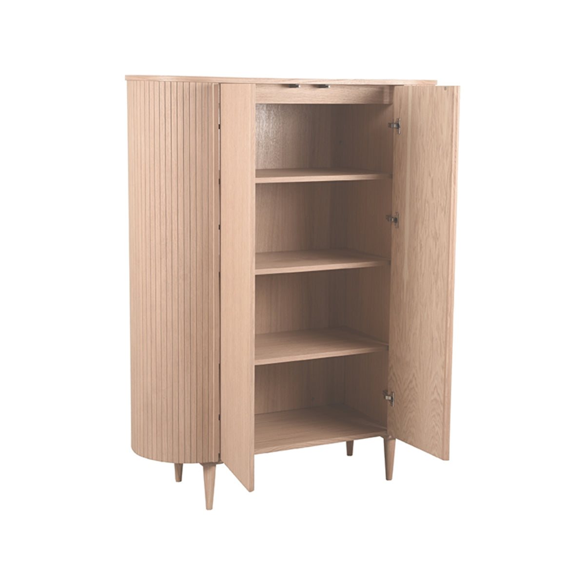Opbergkast Oliva naturel eikenhout, detail van de functie