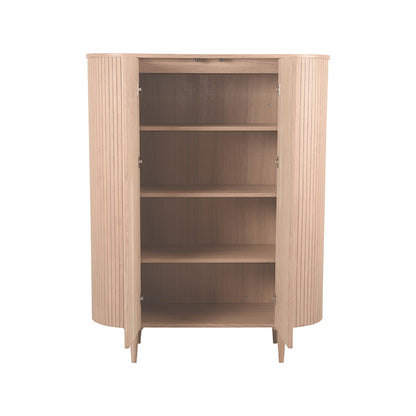Opbergkast Oliva naturel eikenhout, detail van de functie