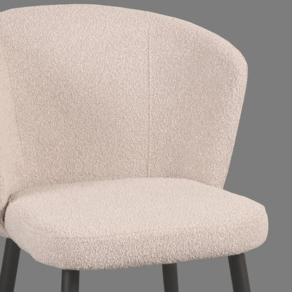 Eetkamerstoel Wave naturel bouclé, detail van het materiaal