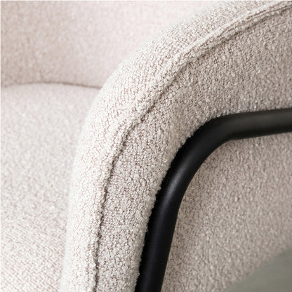 Eetkamerstoel Dexter naturel bouclé, detail van het materiaal