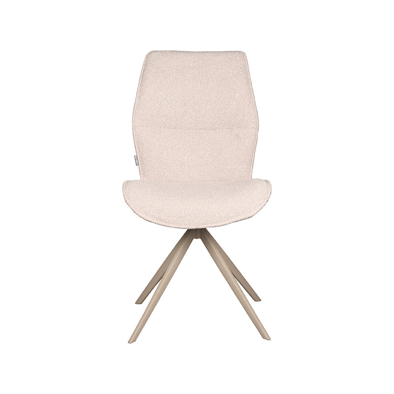 Eetkamerstoel Comfy naturel bouclé, vooraanzicht op witte achtergrond