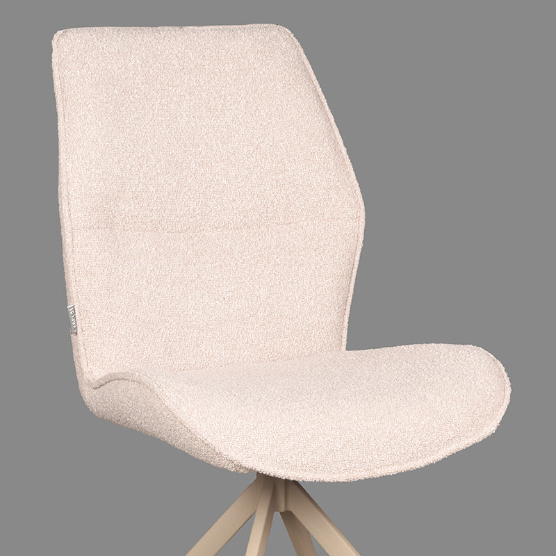 Eetkamerstoel Comfy naturel bouclé, detail van het materiaal