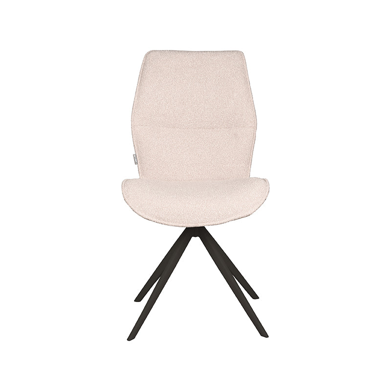 Eetkamerstoel Comfy naturel bouclé, vooraanzicht op witte achtergrond