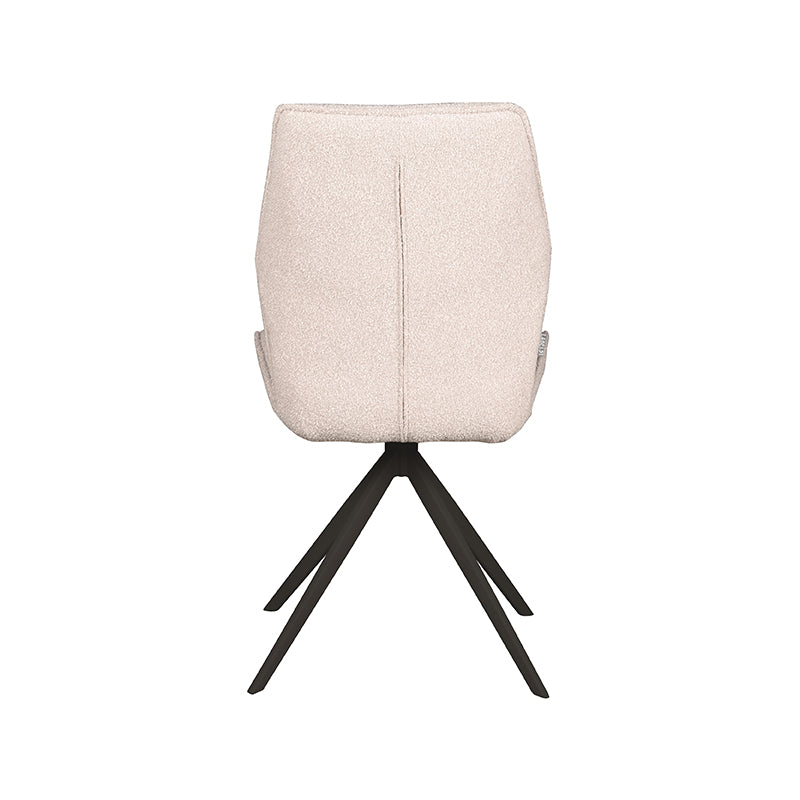 Eetkamerstoel Comfy naturel bouclé, achteraanzicht op witte achtergrond