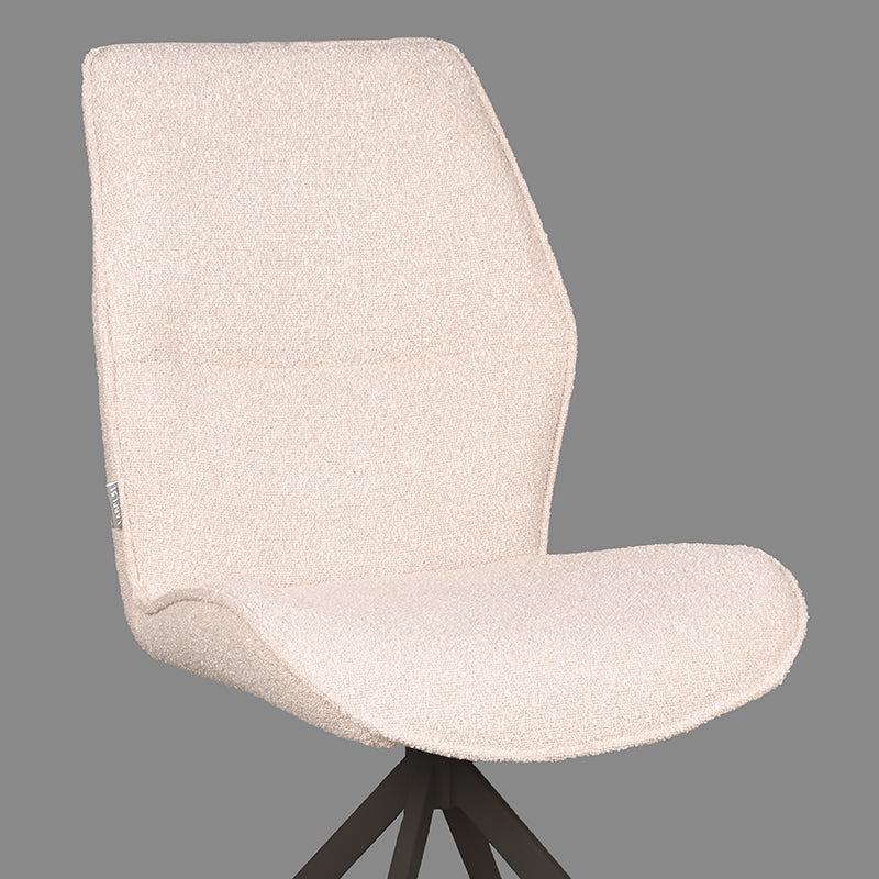 Eetkamerstoel Comfy naturel bouclé, detail van het materiaal