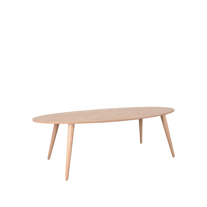 Eettafel Ines | Naturel Eikenfineer — Zijaanzicht - witfoto