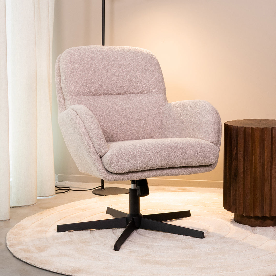 Draaifauteuil Moss | Naturel Bouclé — Algemene Sfeerfoto