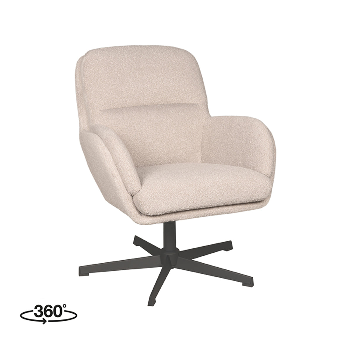Draaifauteuil Moss | Naturel Bouclé — Vooraanzicht - witfoto