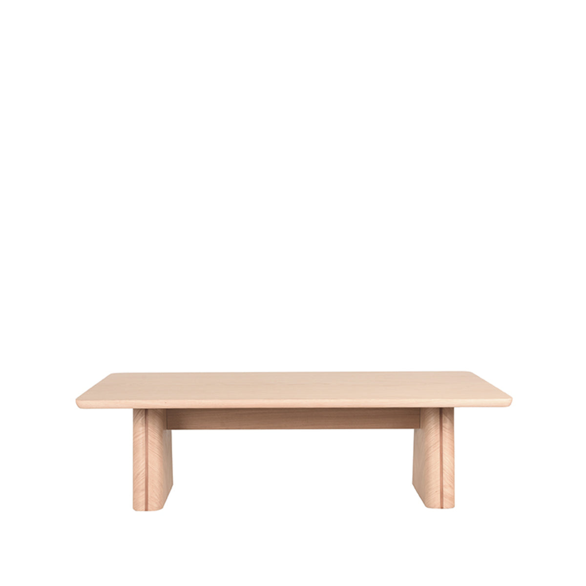 Salontafel Jule naturel eikenhout, vooraanzicht op witte achtergrond