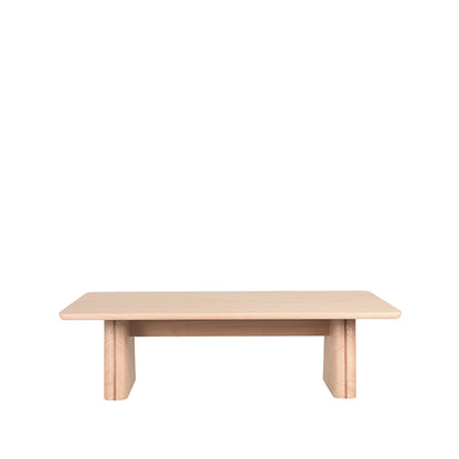 Salontafel Jule naturel eikenhout, vooraanzicht op witte achtergrond