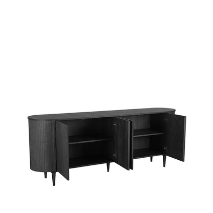 Dressoir Oliva zwart eikenhout magazijn leegverkoop, detail van de functie