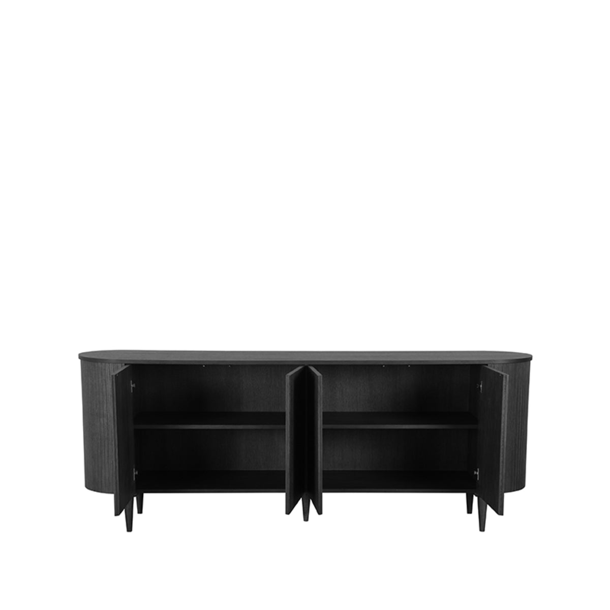 Dressoir Oliva zwart eikenhout magazijn leegverkoop, detail van de functie