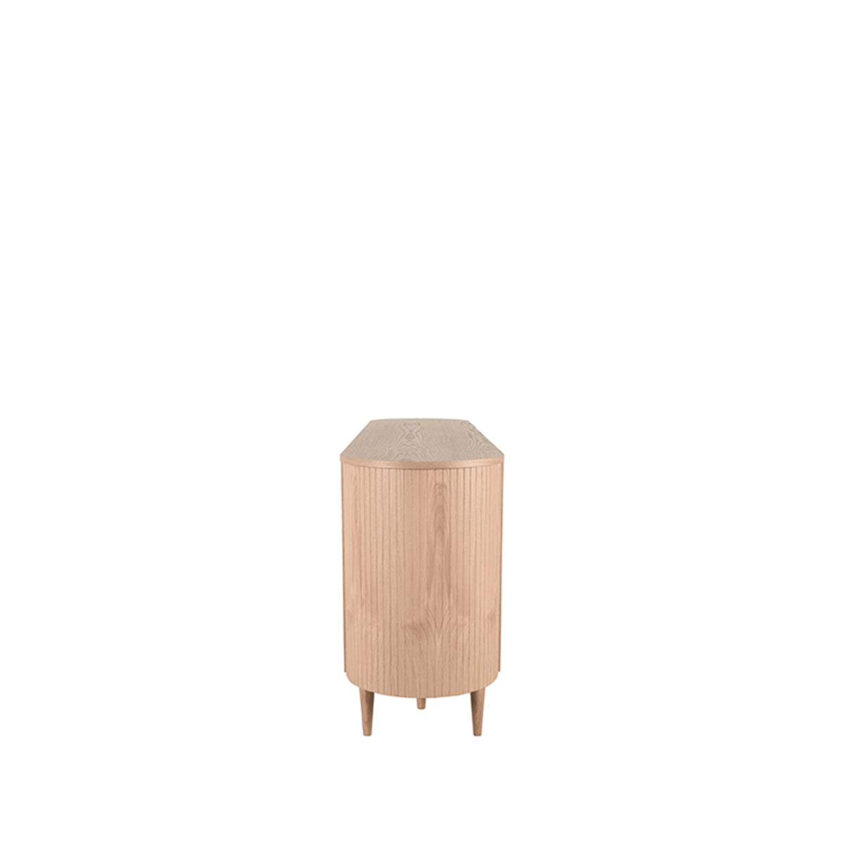 Dressoir Oliva naturel eikenhout magazijn leegverkoop, zijaanzicht op witte achtergrond