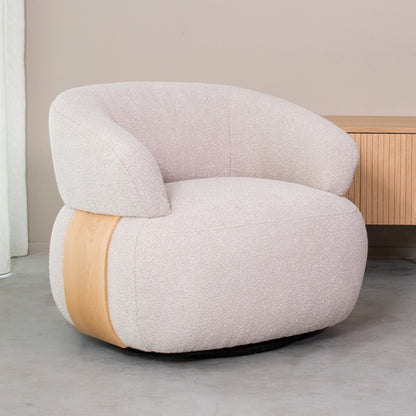 Fauteuil Valenza naturel boucle naturel eiken, schuin vooraanzicht in een interieur
