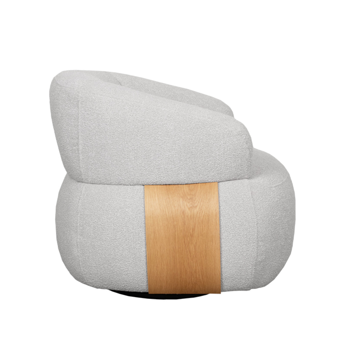 Fauteuil Valenza naturel boucle naturel eiken, zijaanzicht op witte achtergrond