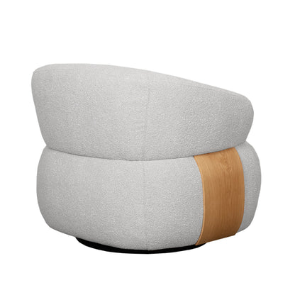 Fauteuil Valenza naturel boucle naturel eiken, schuin achteraanzicht op witte achtergrond