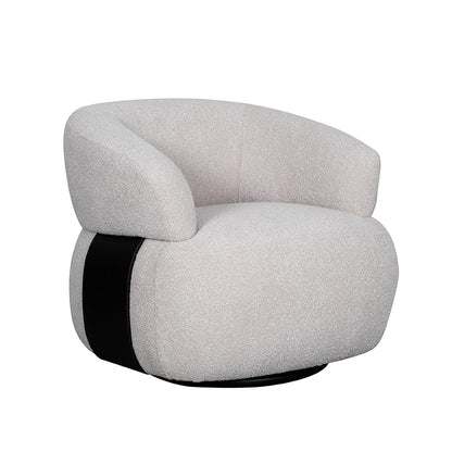 Fauteuil Valenza naturel boucle zwart eiken, schuin vooraanzicht op witte achtergrond