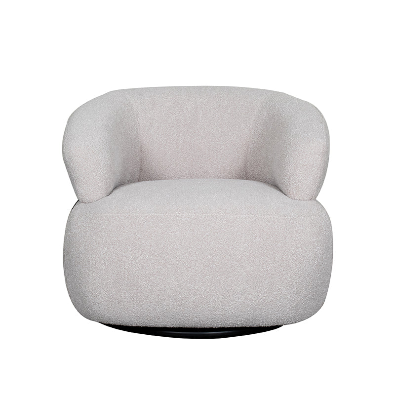 Fauteuil Valenza naturel boucle zwart eiken, vooraanzicht op witte achtergrond