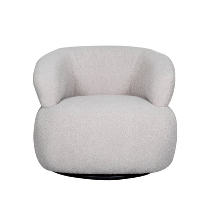 Fauteuil Valenza naturel boucle zwart eiken, vooraanzicht op witte achtergrond