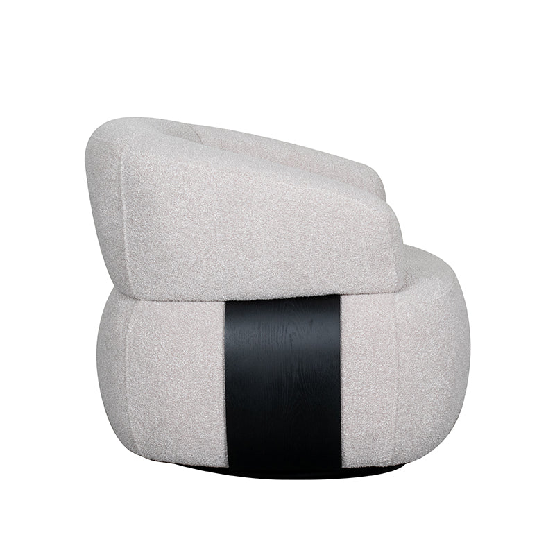 Fauteuil Valenza naturel boucle zwart eiken, zijaanzicht op witte achtergrond