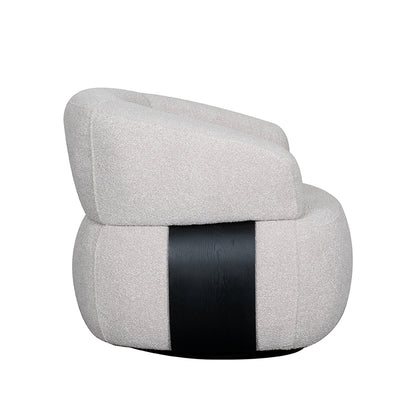 Fauteuil Valenza naturel boucle zwart eiken, zijaanzicht op witte achtergrond