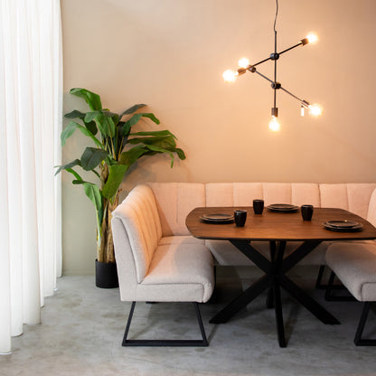 Eetkamerbank Modula 2-zits 100x62x92, schuin vooraanzicht in een interieur