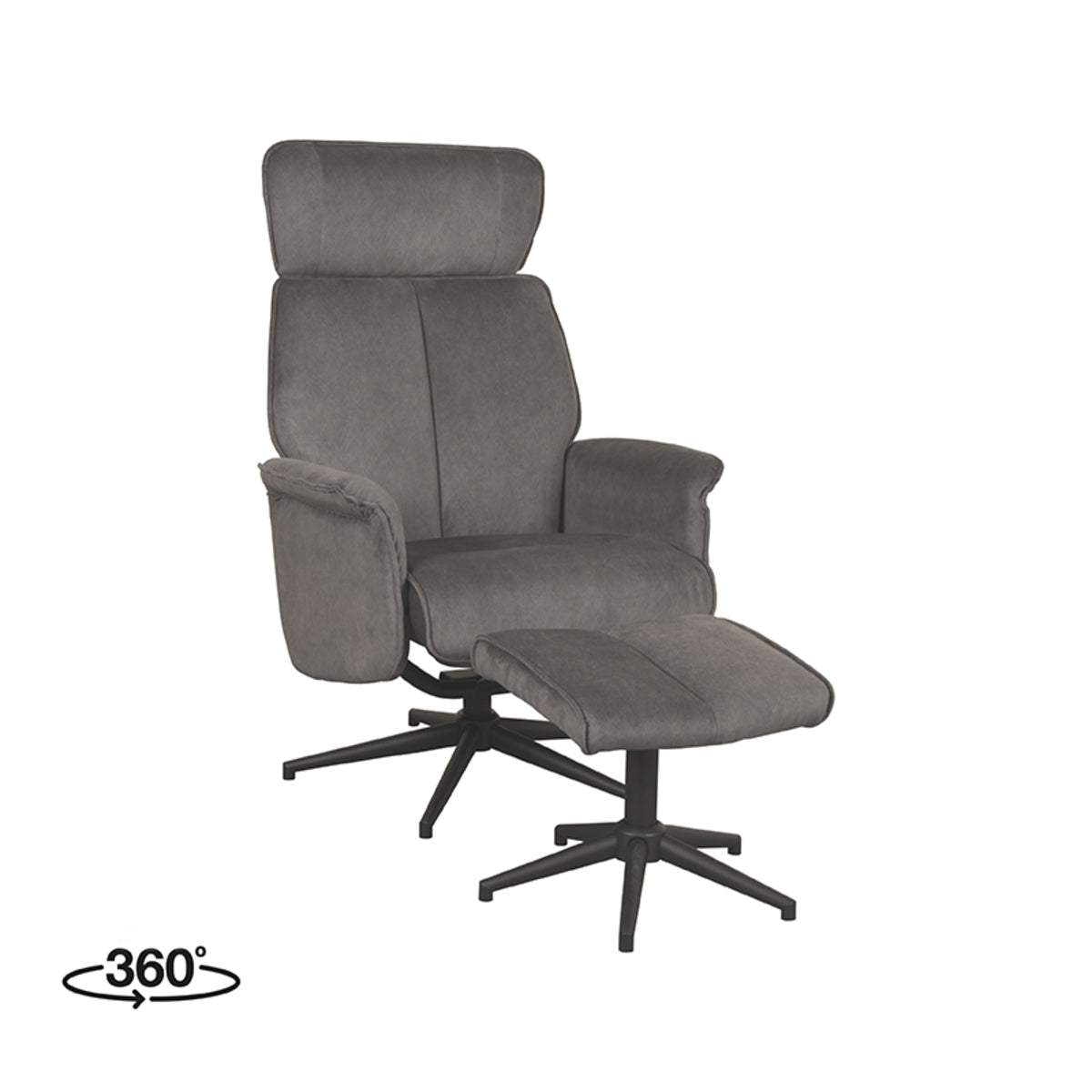 Relaxfauteuil Verdal | Grijs Micro Suede — Vooraanzicht - witfoto