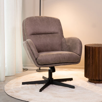 Draaifauteuil Moss | Taupe Micro Suède — Algemene Sfeerfoto
