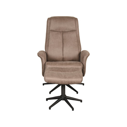 Relaxfauteuil Bergen taupe micro suede, vooraanzicht op witte achtergrond