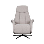 Elektrische Fauteuil Oslo naturel bouclé, vooraanzicht op witte achtergrond