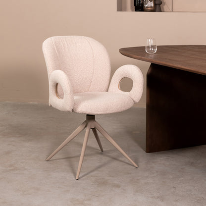 Eetkamerstoel Neo | Naturel Bouclé | Taupe Onderstel