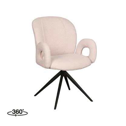 Eetkamerstoel Neo | Naturel Bouclé | Zwart Onderstel — Zijaanzicht - witfoto